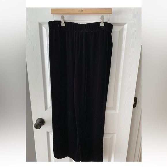258.00 NWT EILEEN FISHER M BLACK VELVET WIDE LEG PANT BEAUTIFUL HOLIDAY WEAR - Picture 8 of 8